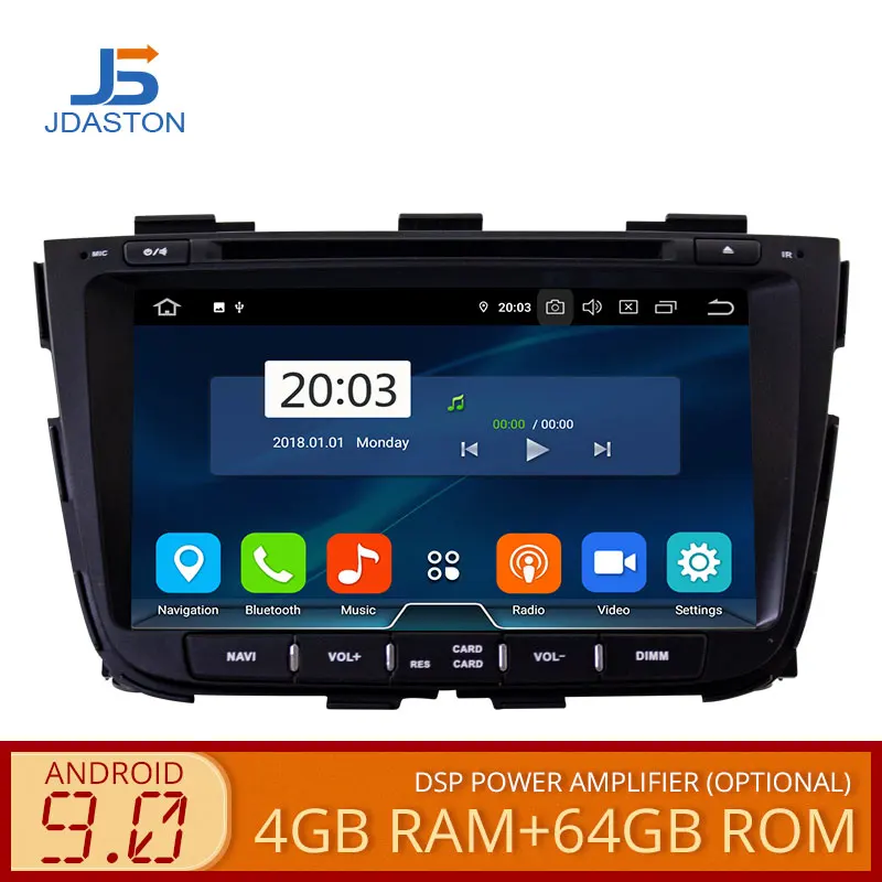 JDASTON Android 9,0 Автомобильный мультимедийный плеер для kia Sorento 2013 wifi DVD CD gps навигация 2 Din автомагнитола стерео 4 Гб ram SD