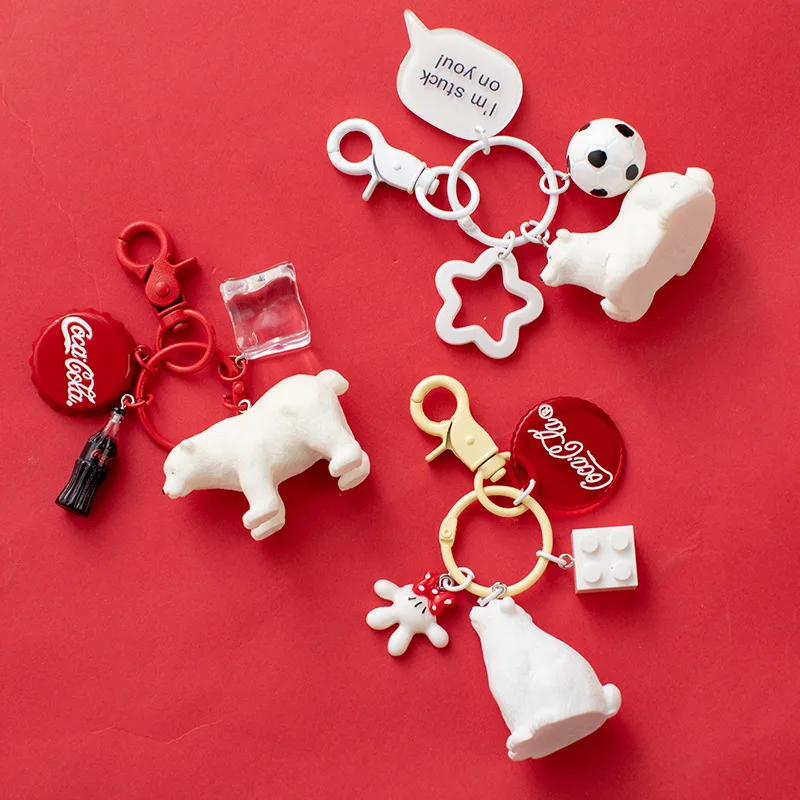

Creative Simulation Animal Keychain Fashion Polar Bear Backpack Pendant Bag Decoration Car Key Accessories Keyring New Product