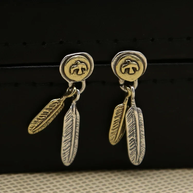 

Goden Eagle Feather Charm Drop Earring Women 100% Real Solid Sterling Silver 925 Top Quality Trendy Women 925 Jewelry Free Box