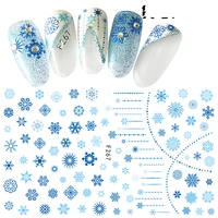 10pcs aesthetic color ice and snow pattern black and white snowflake geometric shape nail sticker nail slider decoration beauty