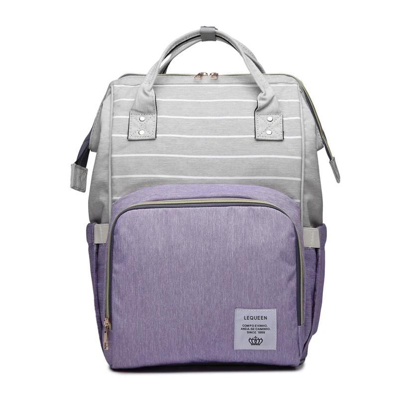 Lequeen-Bolsa de pa&ntilde;ales a rayas, bolsa de lactancia, mochila colorida para pa&ntilde;ales de beb&eacute;, env&iacute;o directo-2