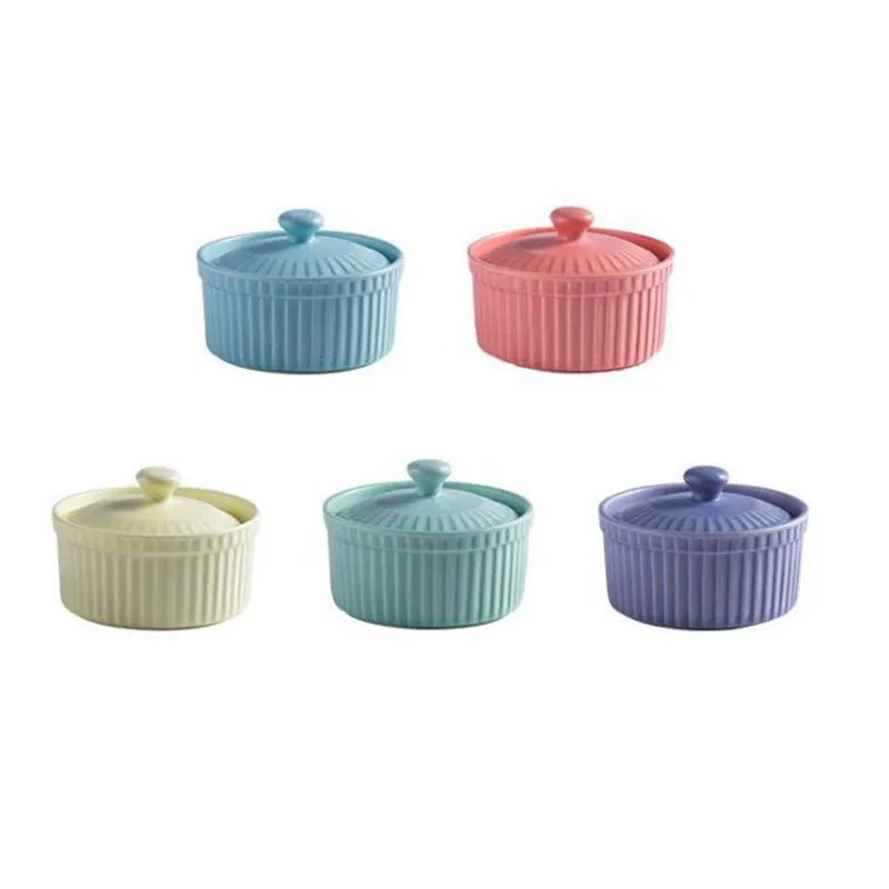 

New Small Ceramic Cooking Pots With Lid Home Used Steamed Egg Stew Soup Pot Cheap Oven Hotpot Casserole Thermal Cooker Wholesale