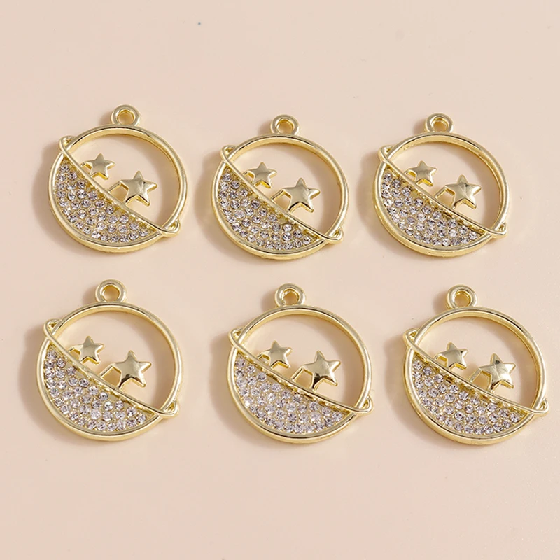

4pcs 21x18mm Lovely Crystal Planet Stars Charms for DIY Jewelry Making Handmade Kawaii Crystal Bracelet Pendants Earrings Charms