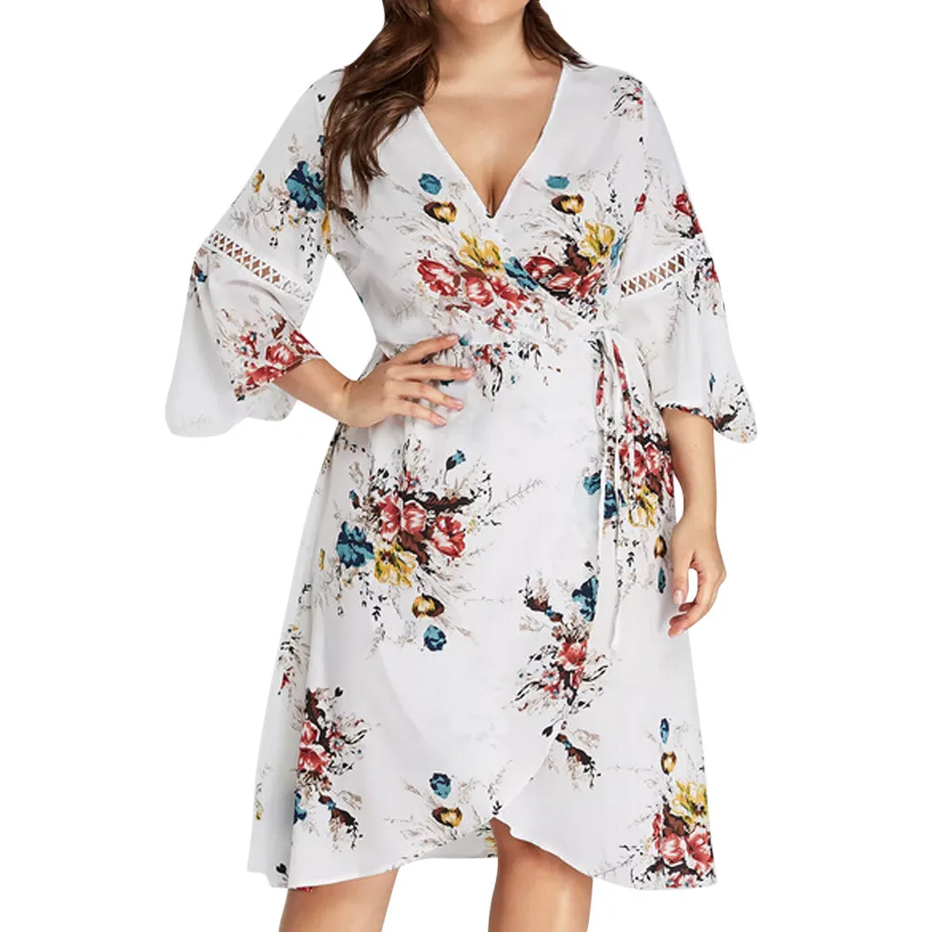 Шифоновое Вечернее Платье Бохо с высокой эластичной талией бантом рукавом