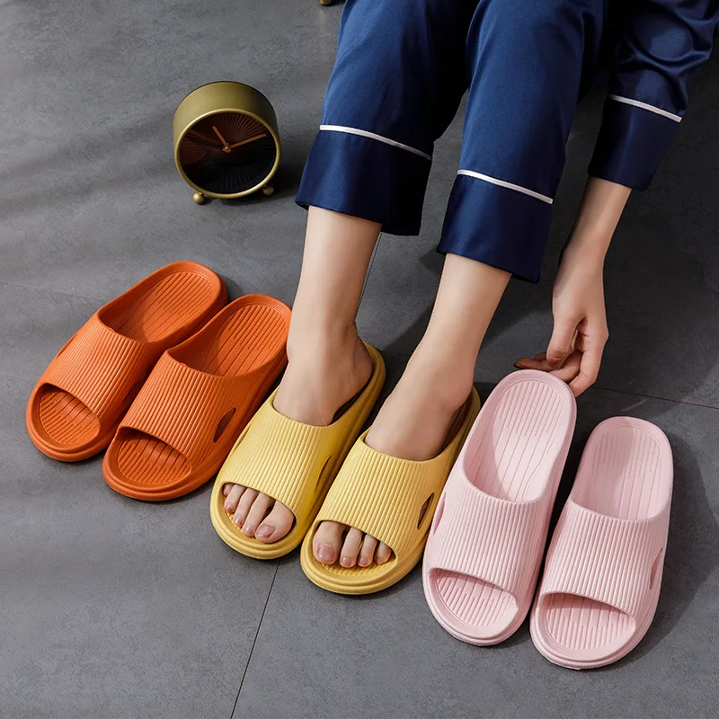

2021 Home Soft Slippers Ladies/men's Thick Bottom Slipper Women Indoor Bathroom Anti-slip Floor Slides Deodorant Silent Slippers