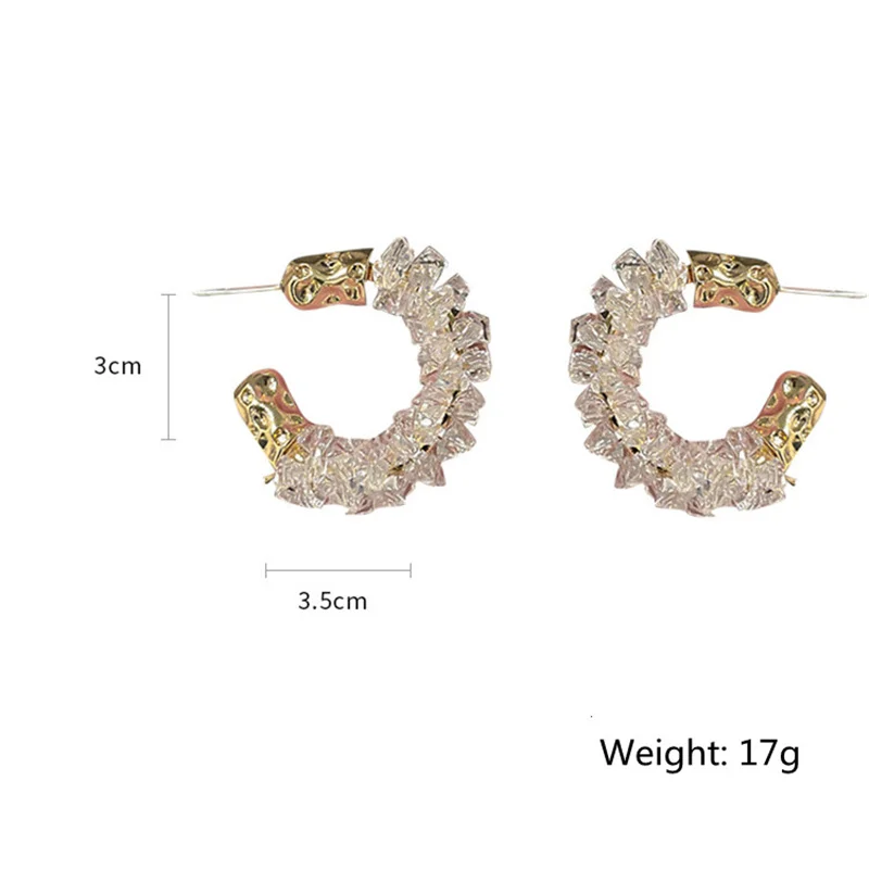 

White Crystal Beads Hoop Earrings Geometric Round Earrings for Women Statement Jewelry
