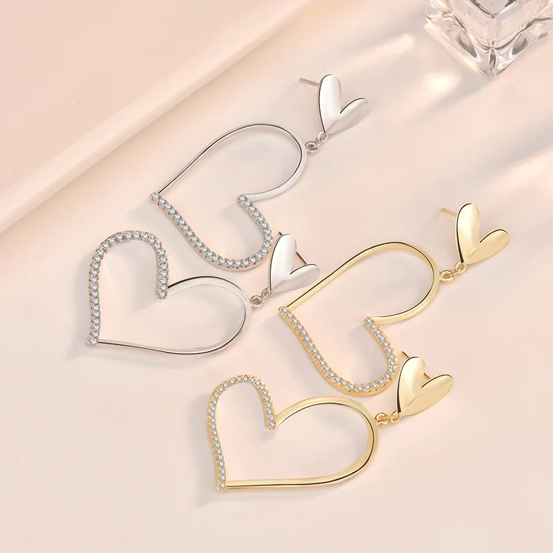

Fashion Sterling Silver New Love Earrings Female Original Heart Shaped Hollow Light Earrings Stud Girl Love Best Gift EL31