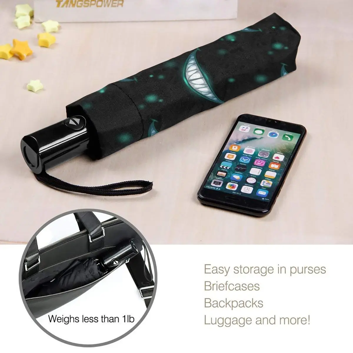 

Scary Monster Smiles Windproof Automatic Folding Inverted Umbrella Portable Paraguas for Man Woman