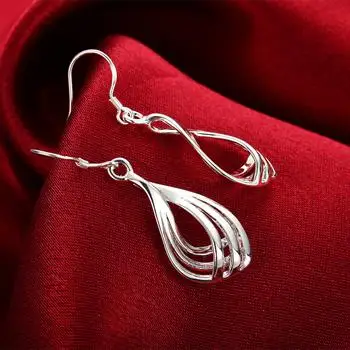 

Three-line corrugated earrings drop shape silver earrings E230 LKNSPCE230