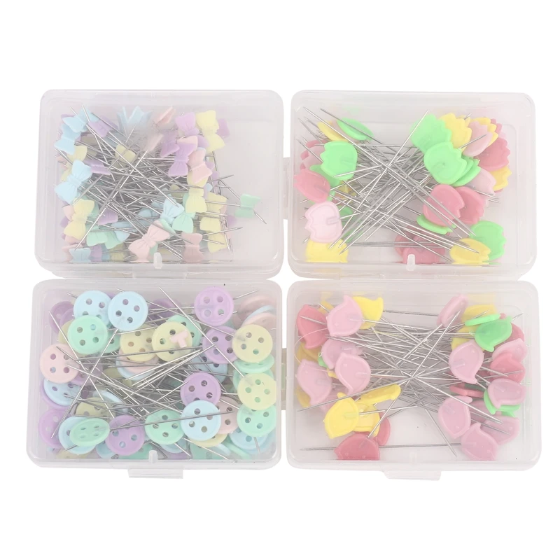 

Pack of 300 Pcs Head Pins Flower or Bear Flat Button Head Pins DIY Quilting Tool Sewing Accessories