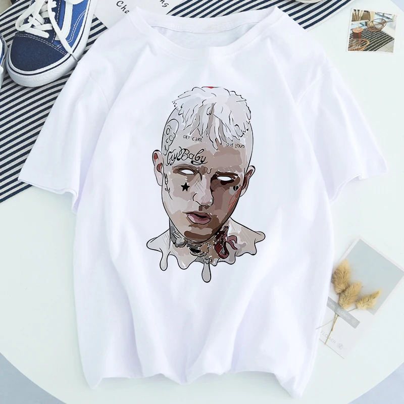 90s Графический Корейская одежда Lil открытым Футболка Harajuku в стиле хип хоп