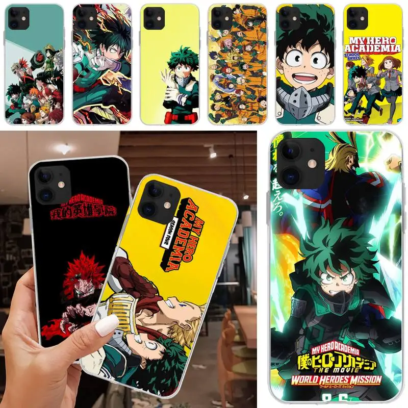 

Japan Anime My Hero Academia Phone Case Matching Coque Transparent For Iphone XR 11 12 13 Pro X XS Max 6 7 8 6s Plus SE2020 Case