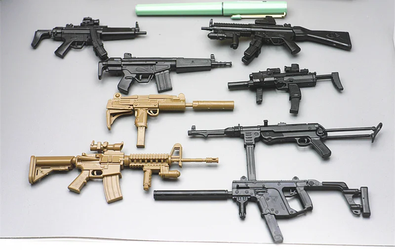 1:6 4D модель оружия 3 го поколения сборная огнестрельное оружие MP7 UZI MP5 MP40 автомат - Фото №1