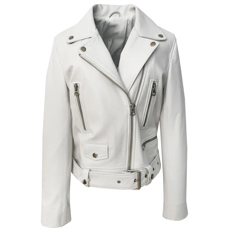 Lautaro Весна короткая черная белая кожаная мотоциклетная куртка женская с длинным