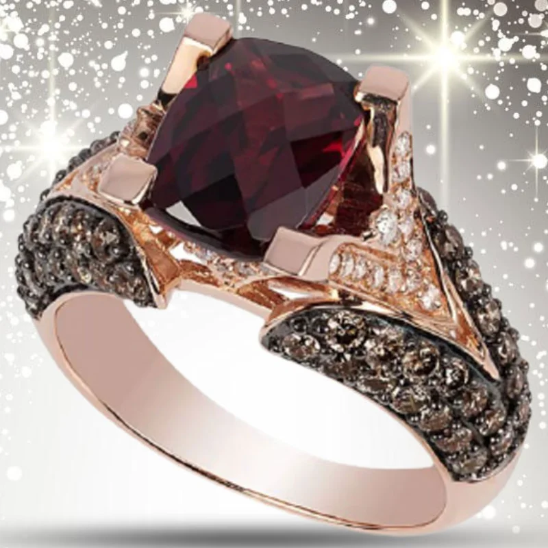Изысканное эстетическое женское кольцо с красным муассанитом модные кольца