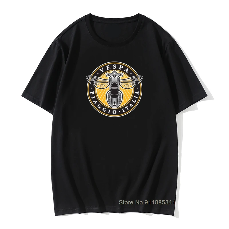

Shirt Vespa Motorbike T Shirt Men Black Tops Tees Summer Cartoon Tshirt Cotton Tops Vintage T-shirt Bee Biker Tops Tees
