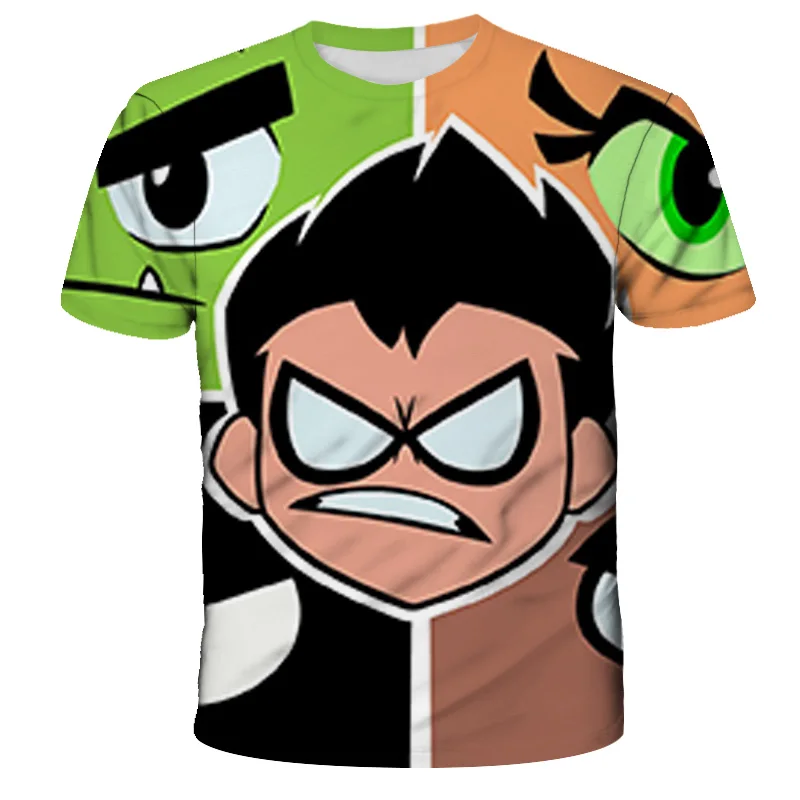 

Teen Titans Go Powerpuff Clothes Boy Summer Women's Tee Shirt Novelties 2021 Technology 3D Printing Popіt Tops For Girls