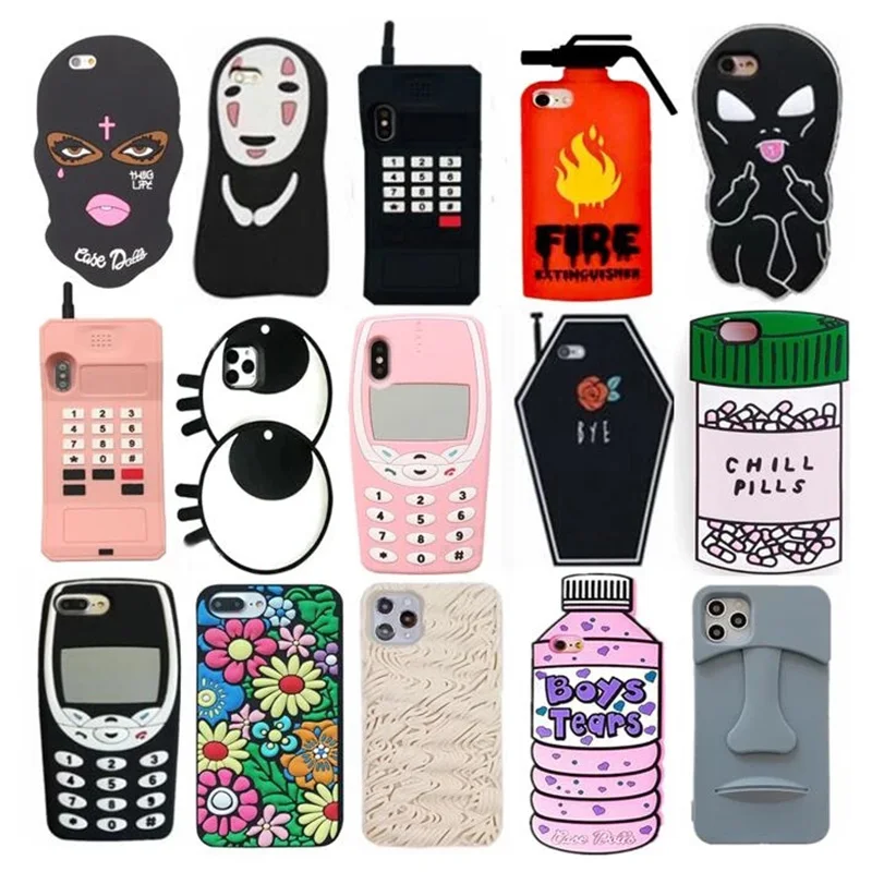 Мягкий силиконовый 3D-чехол для телефона черный с темным крутым лицом iPhone 12 Mini 11 Pro