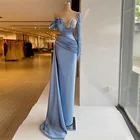 Женское атласное вечернее платье It's yiiya, синее плиссированное платье до пола с блестками и кристаллами на заказ на лето 2019