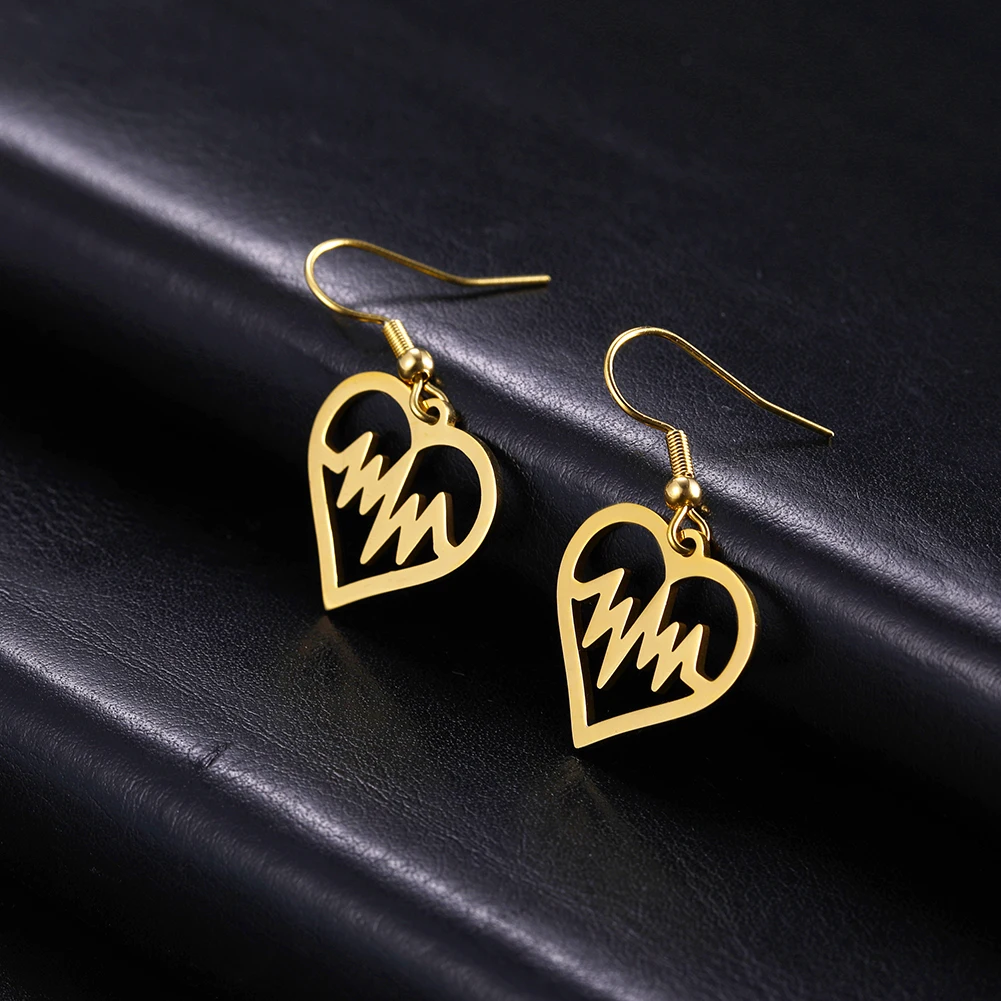 

Lucktune Crush Heart Electrocardiogram Drop Earrings Stainless Steel Simple Hoop Earrings For Women Jewelry Accessories