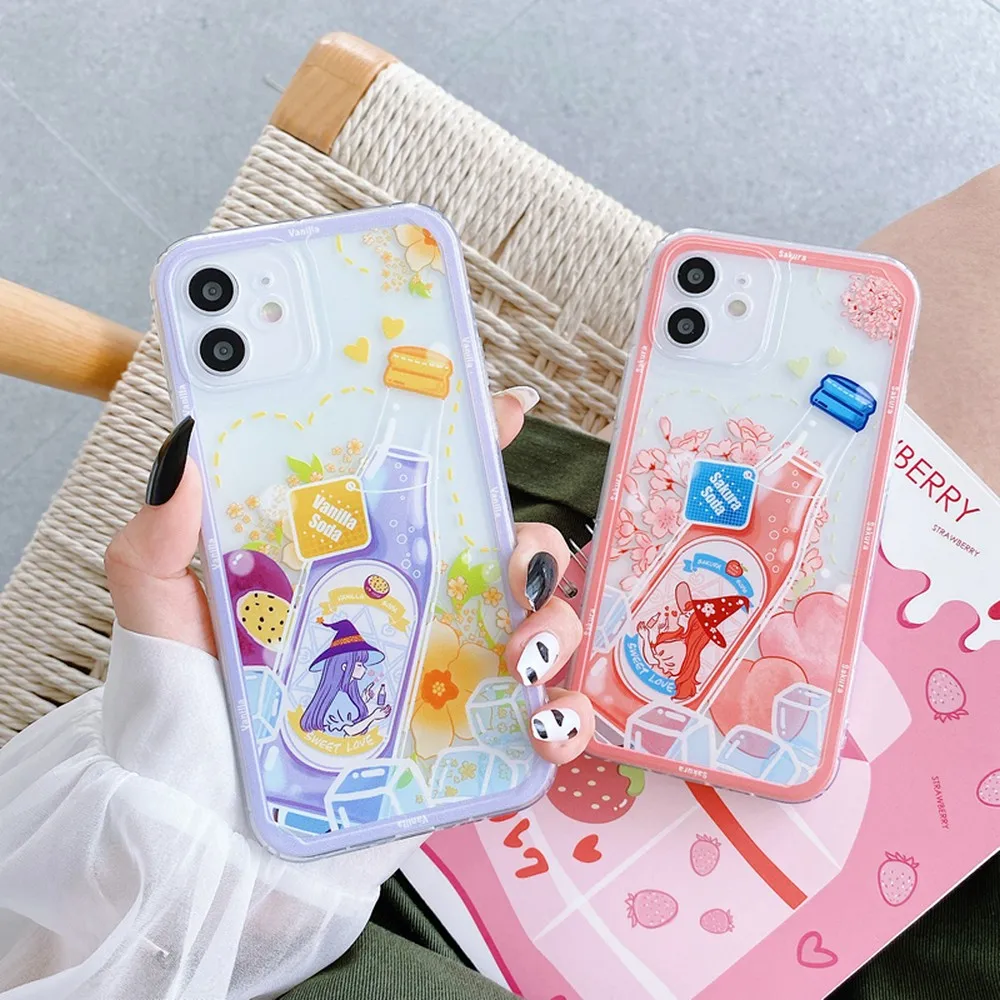 

Drink transparent case for iPhone 13 13promax 12Promax 12pro 11 11Promax xsmax xr x xs 7 8plus soft case