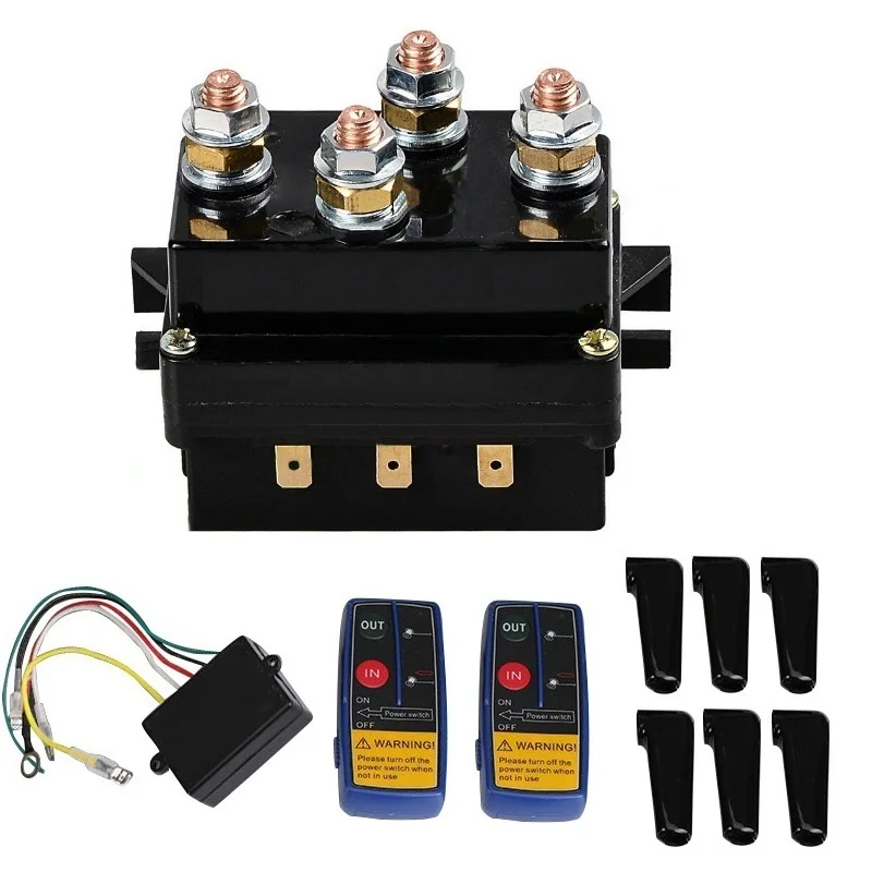 

12V 500Amp HD Electric Capstan Contactor Relay Winch Control Solenoid Twin Wireless Remote Controller Recovery 4x4