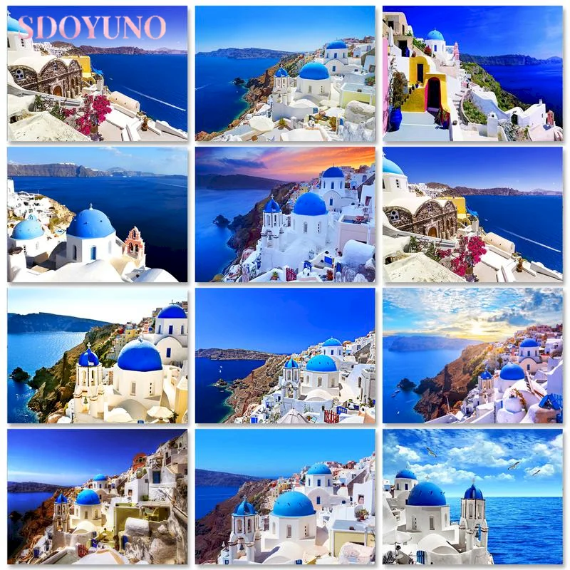 

SDOYUNO DIY paint by numbers for adults Canvas Seaside Decor For Home Unframe Coloring By Numbers Landscape Handpainted Gift