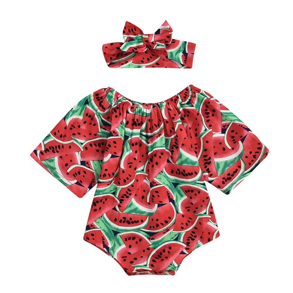 Летний милый комбинезон для новорожденных девочек 2 шт. без рукавов с принтом