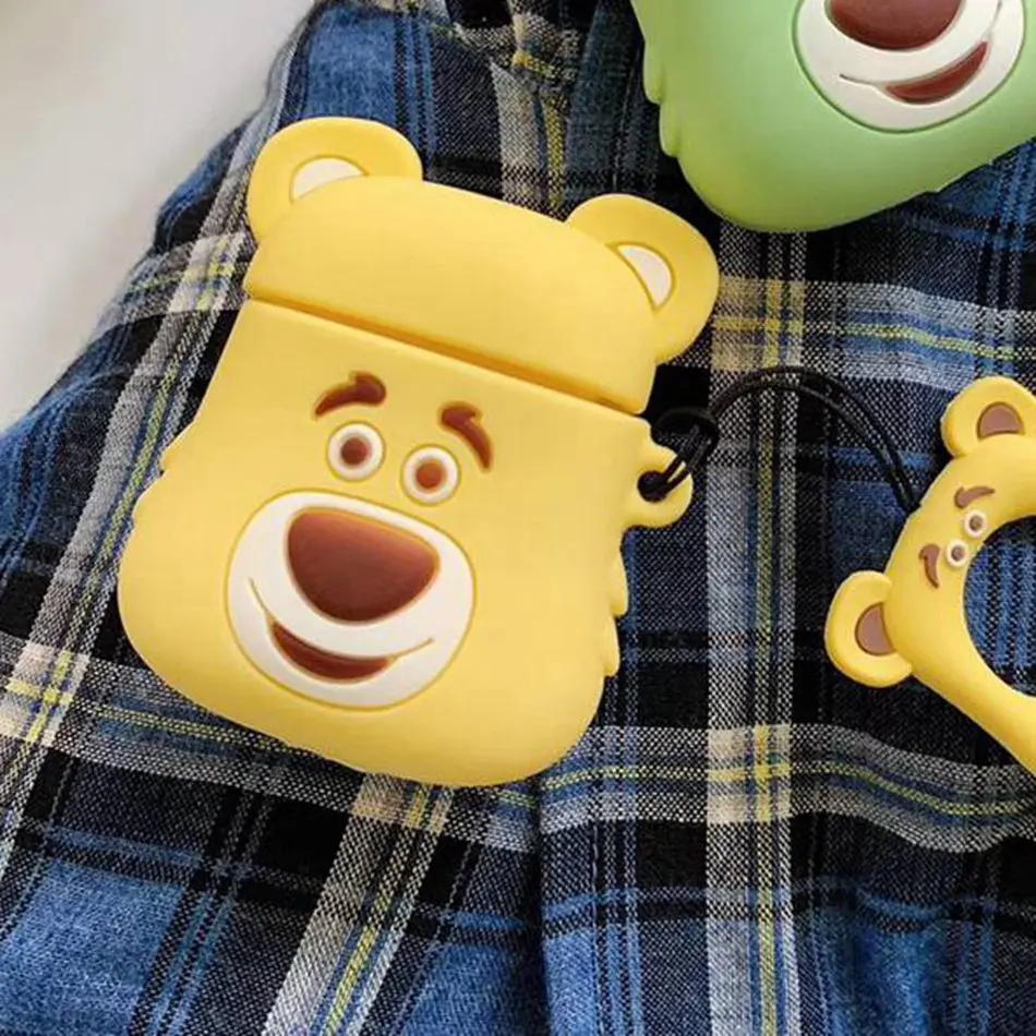 B Yellow Для AirPods чехол 3D милый мультяшный медведь чехол для наушников для Airpods 2/i10/i11TWS ins стильный защитный чехол с кольцом на палец - Цвет: B Yellow