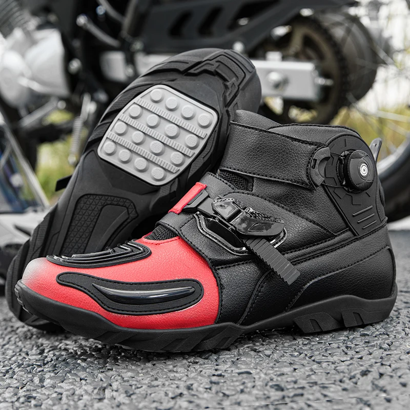 

Men Motorcycle Boots PU Leather Motorsport Riding Racing Boots Motocross MX Shoes Motorbike Bike SPEED Protective Gear