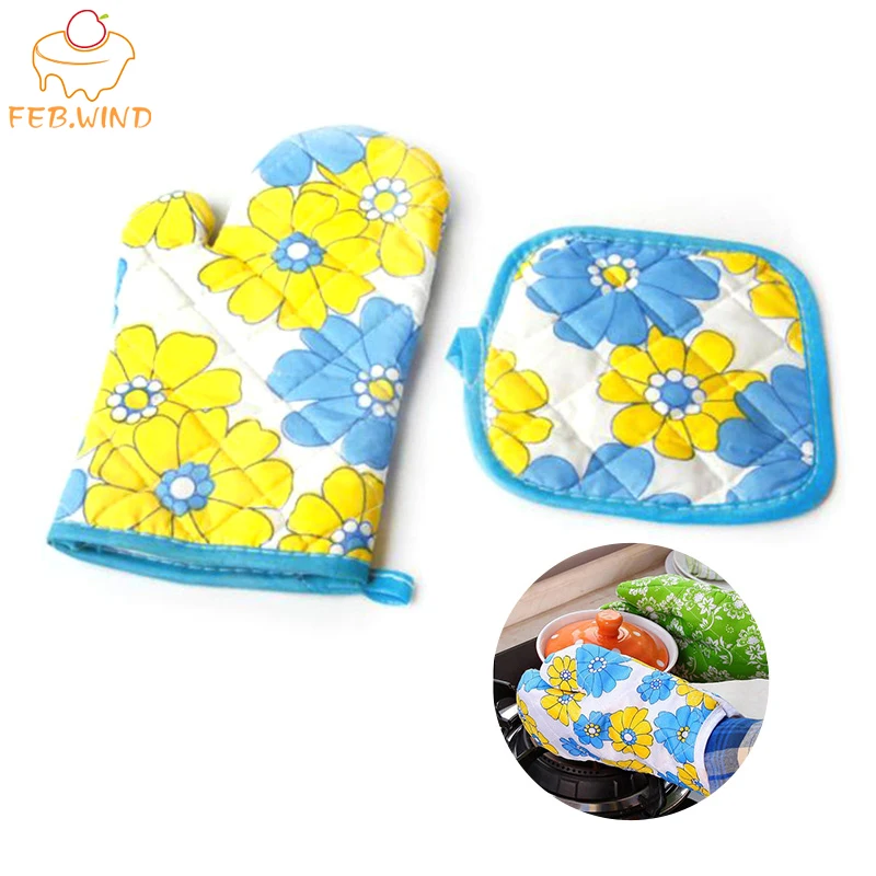 Хлопковые перчатки для духовки Комплект кухонных рукавиц термостойкие