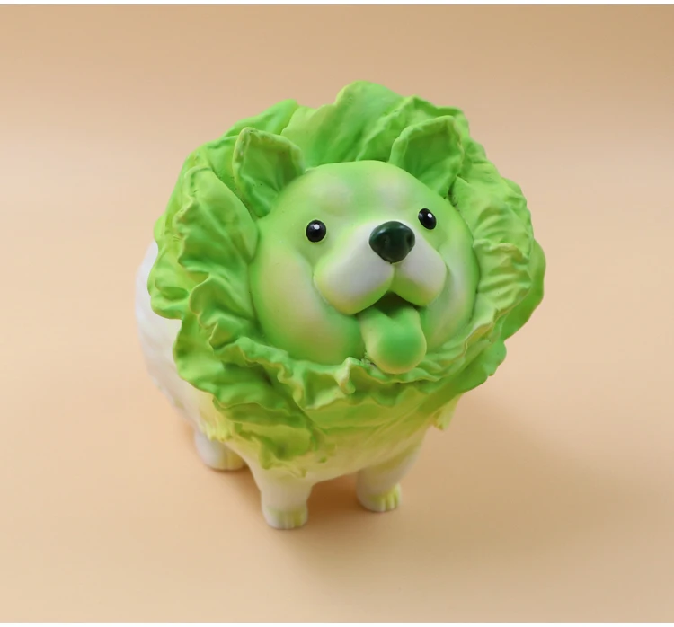 

Funny Cute Cabbage Dog Ornaments Desktop Model Handmade Vegetable Puppy Doll Chinese Fortune-teller Figure Kids Collectible Gift