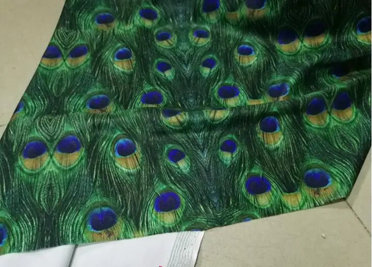 Зеленое перо павлина спандекс/лайкра хлопок трикотажная эластичная ткань сделай