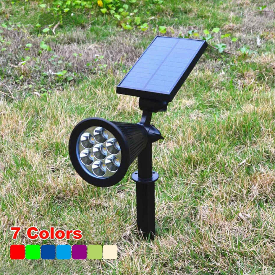 

7 Led Outdoor Solar Lamp Decor Spotlight Lawn Christmas Party Waterdichte Panel Power Verstelbare Schijnwerper Kleurrijke Tuin