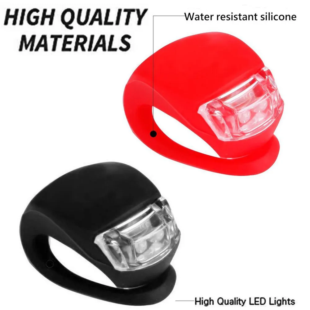 

4pcs LED Silicone Mountain Bike Bicycle Front Rear Lights Push Cycle Clip Light Fits On All Types Of Bike Cr2032 Batteries