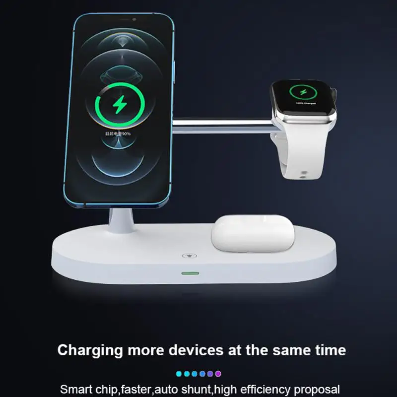 

3 In 1 Magnetic Wireless Charger 15W Fast Charging Station For IPhone 12 Pro Max Chargers For Apple Watch With Night Light