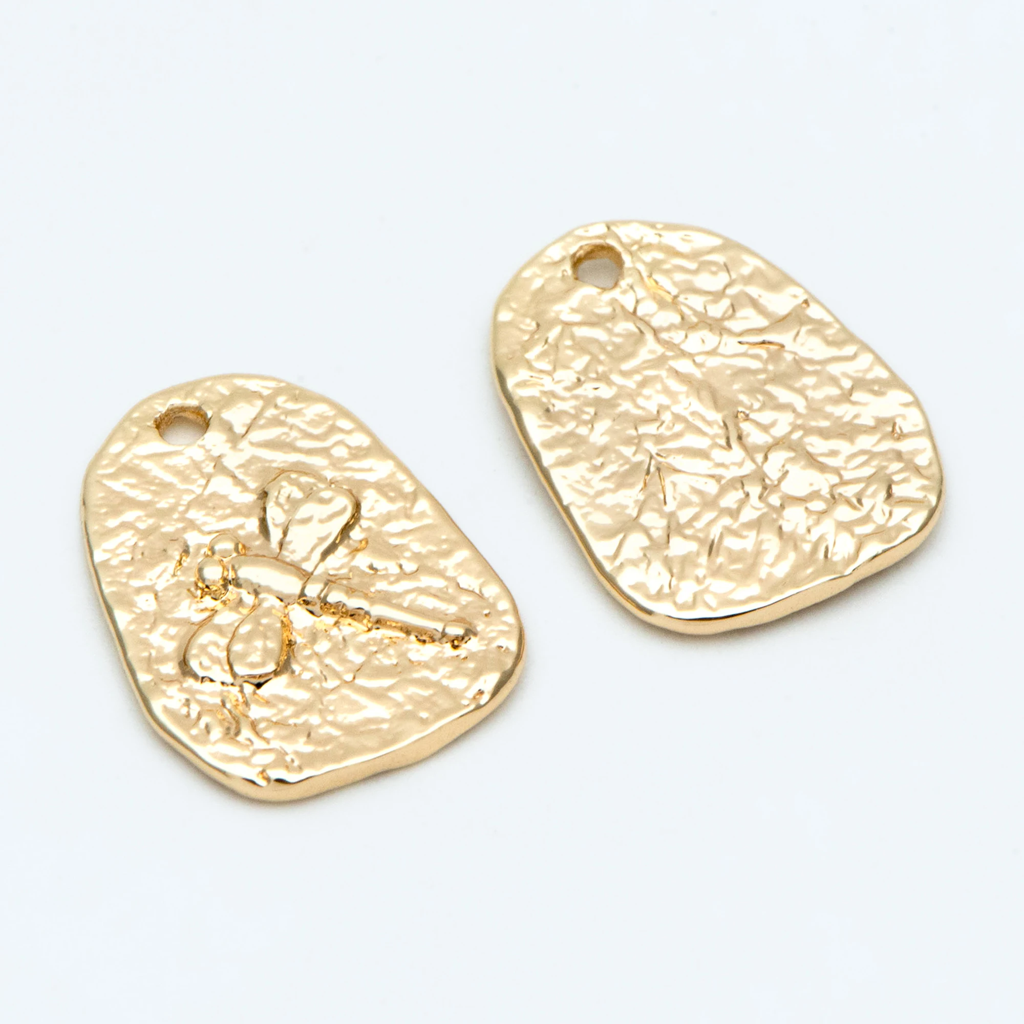 

10pcs Fossil Dragonfly Charm, 18K Gold Plated Brass Pendants (GB-2656)