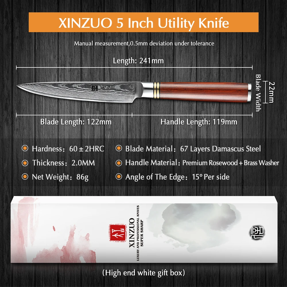 XINZUO 5 &quotдюймовый нож японский VG10 Дамасская сталь кухонные ножи шеф повара