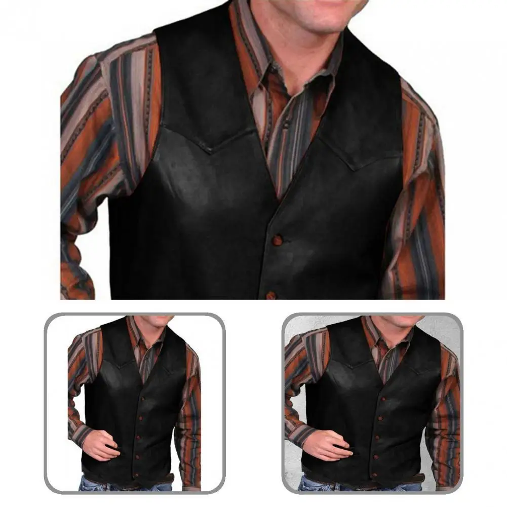 

Western Terrific V Neck Men Vest Anti-wrinkle Vintage Waistcoat V Neck for Horseback Riding