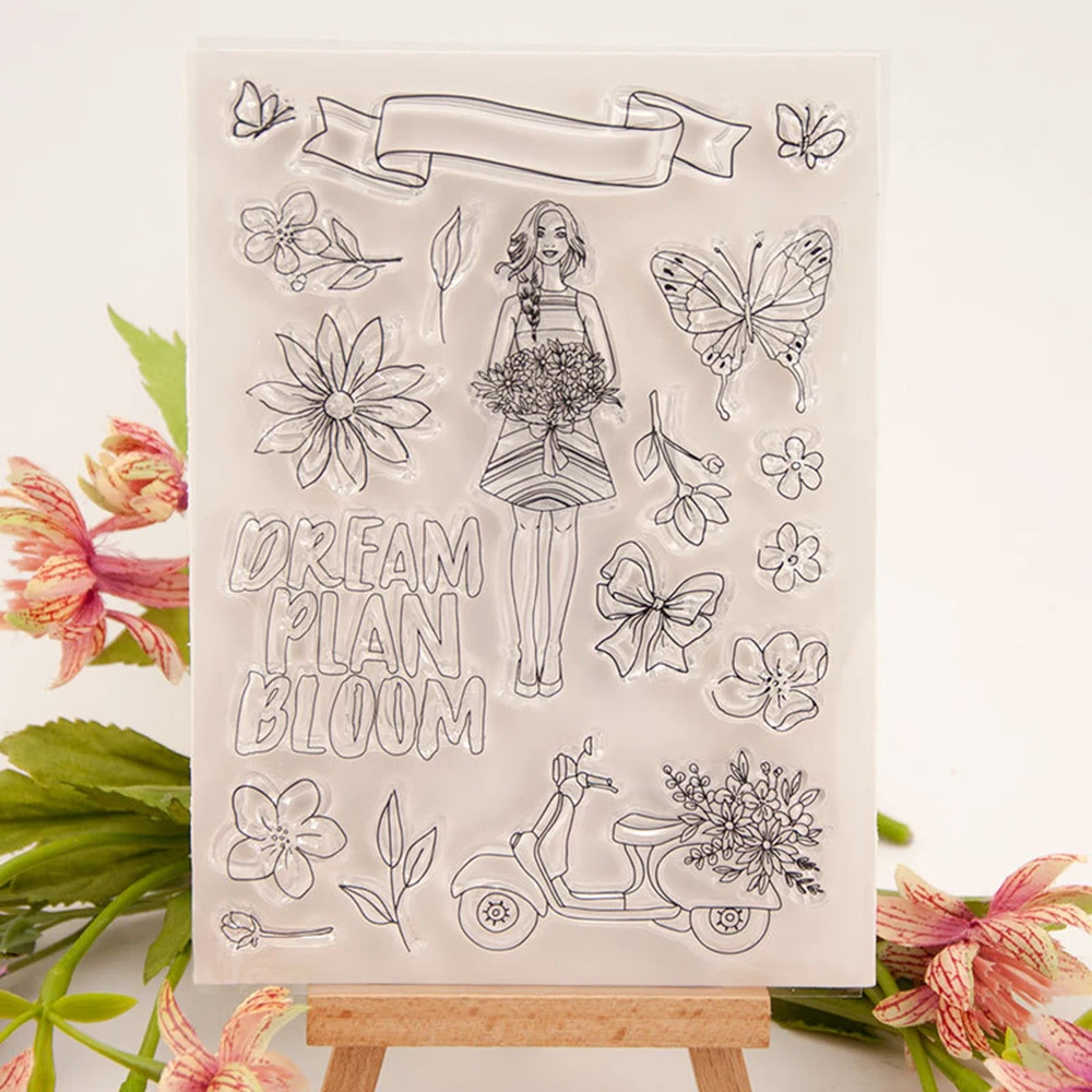

DIY Girl Floral Stamp Transparent Silicone Stamp Seal Sheet For Scrapbooking Photo Album Decoration