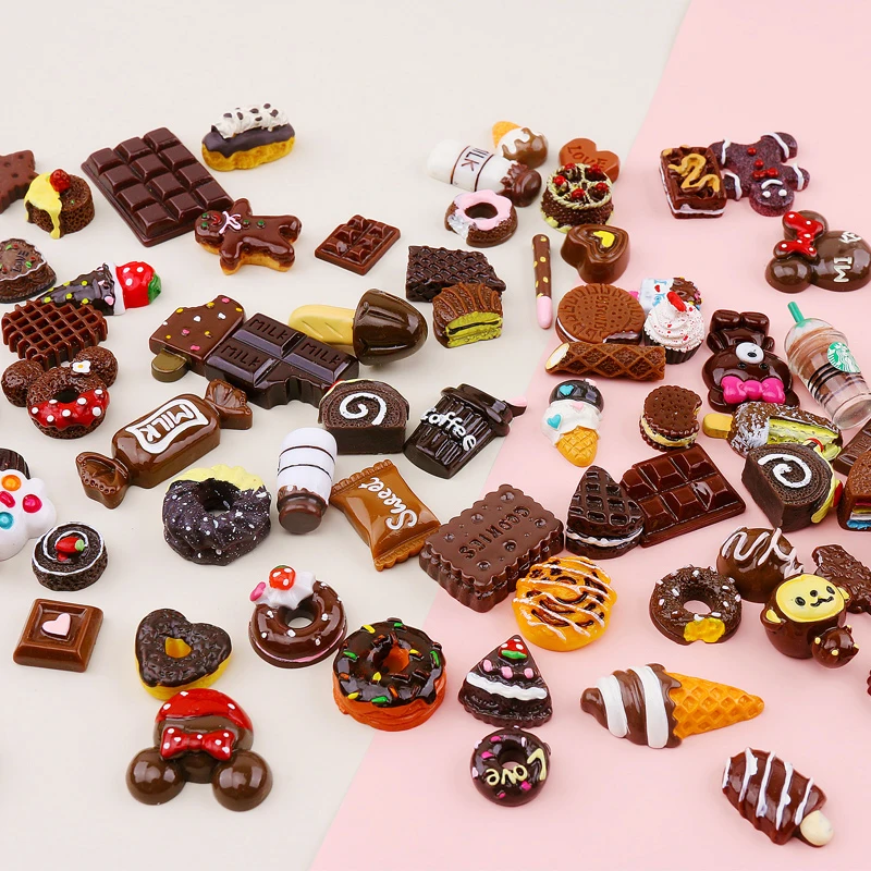 100pcs simulation food cake lot diy resin accessories toys play cream mobile phone case set material homemade party home decor free global shipping