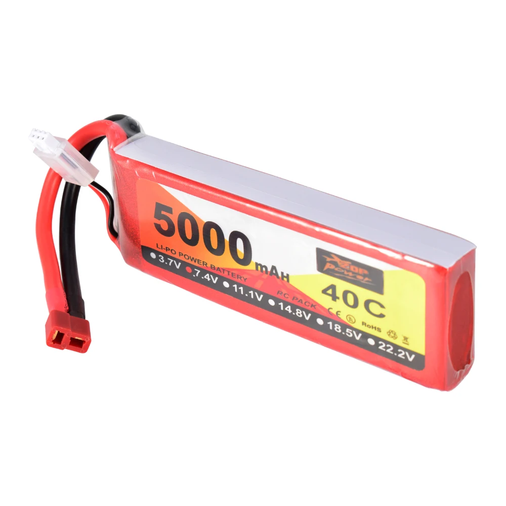 

Hot Sale ZOP Power 7.4V 40C 5000mAh 2S Lipo Battery T Deans Plug For RC Quadcopter Car Airplane Aircraft