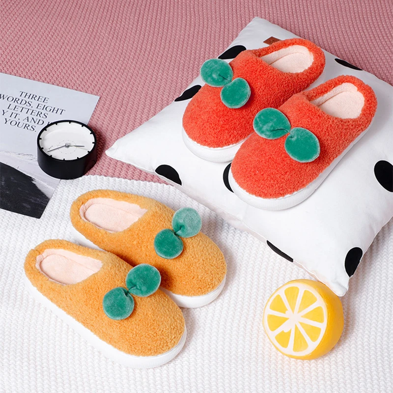 New Thick Cotton Slippers Female Autumn And Winter Cute Home Indoor Floor Plush Cotton Drag Non-Slip Warm Silent Couple Slippers