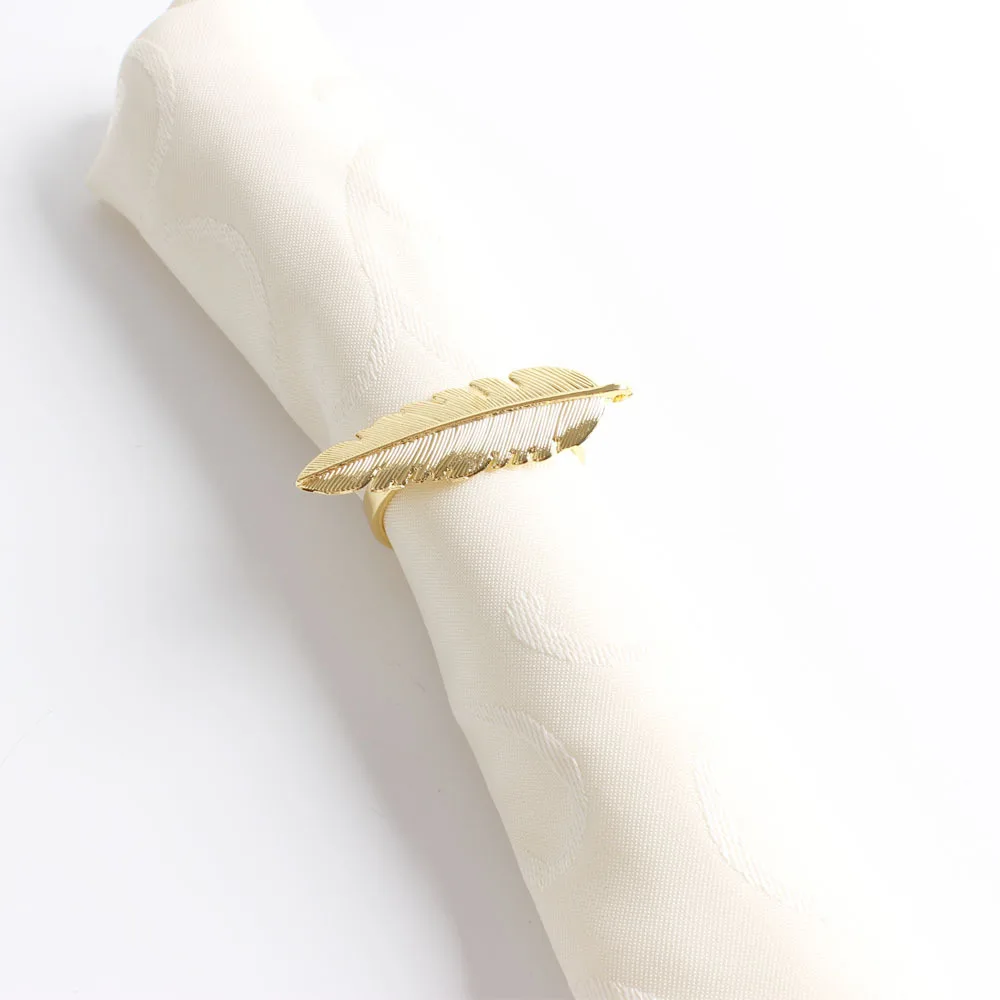 

10pcs Creative alloy silver feather napkin buckle new western restaurant napkin ring plating towel buckle hotel table decora