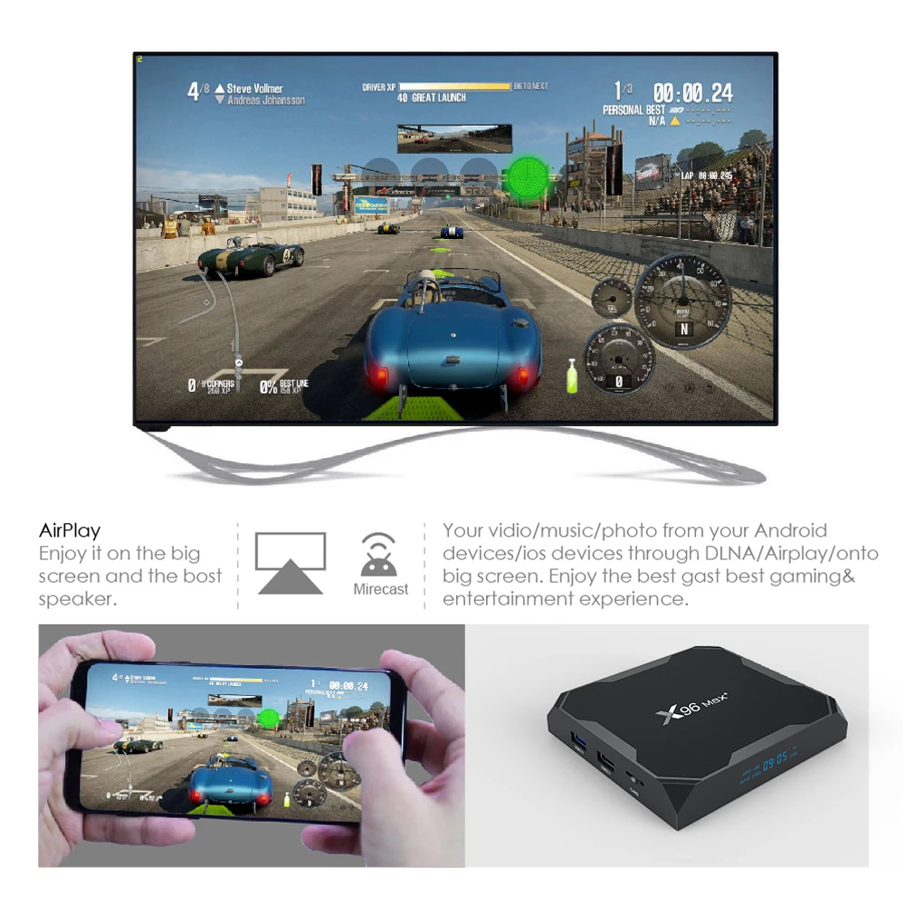 ТВ приставка X96 MAX Plus на Android 2021 с четырехъядерным процессором Amlogic S905X3 4 ГБ 64 32 8K - Фото №1