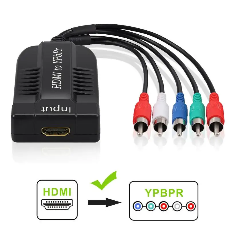 HDMI совместимый с YPbPr компонент 5RCA RGB видео конвертер 1080P адаптер R/L аудио выход для