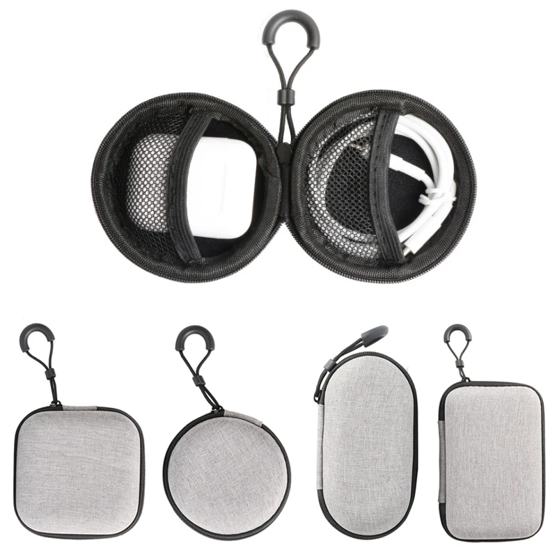 

Портативный мини-чехол для наушников, круглая/квадратная/Овальная/прямоугольная форма, сумка для наушников, сумка для хранения на молнии, о...