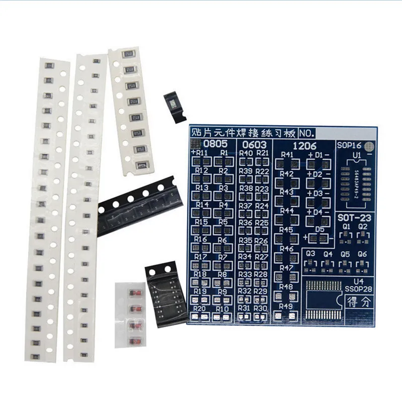 1Set Resitor Diode Transistor By start Learning Electronic SMT SMD DIY Component Welding Practice Board Soldering Kit | Инструменты