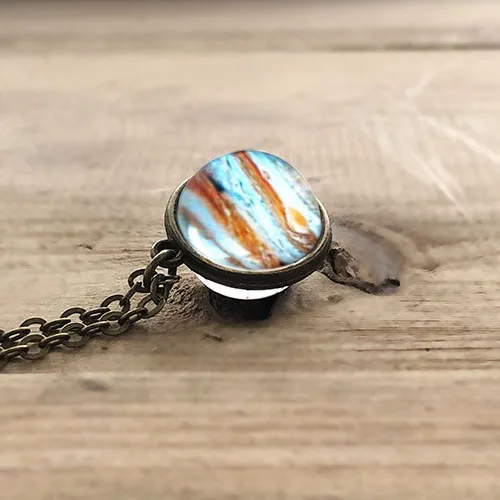Women Fashion Double-sided Glass Ball Pendant Time Gem Universe Handmade Custom Planet Necklace Christmas Gift Drop Shipping | Украшения и