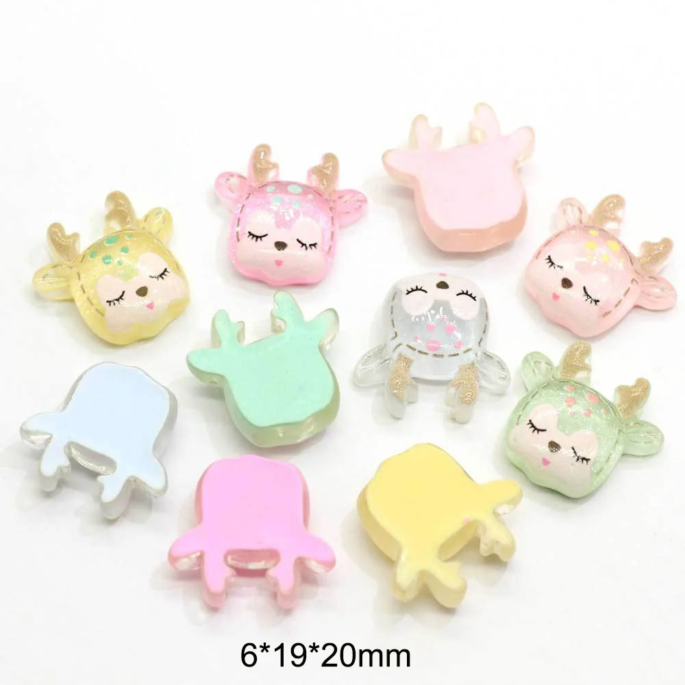 20 шт. смешанный новогодний мультяшный олень кабошон с плоской задней